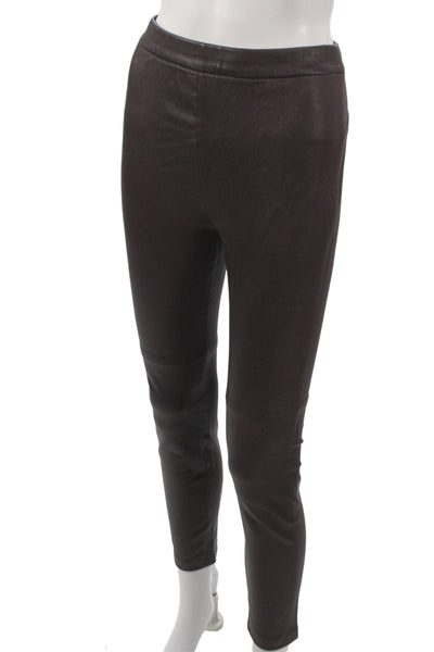 Parker Womens Ankle Leather Jeggings Brown Designer Size XS