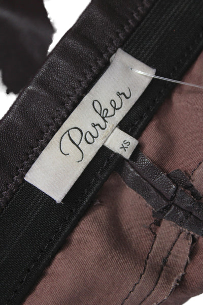 Parker Womens Ankle Leather Jeggings Brown Designer Size XS