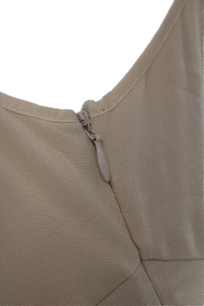 Elizabeth & James Women Beige Silk Slip Dress V Neck Sleeveless Knee Size 4