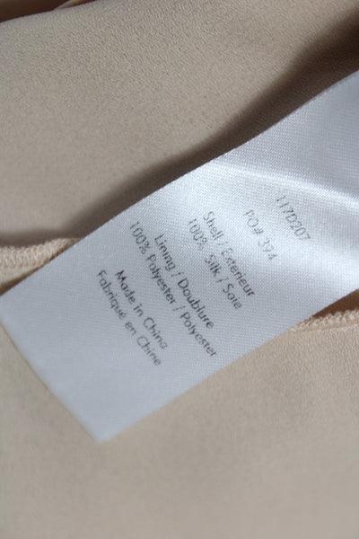 Elizabeth & James Women Beige Silk Slip Dress V Neck Sleeveless Knee Size 4