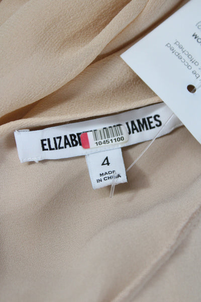 Elizabeth & James Women Beige Silk Slip Dress V Neck Sleeveless Knee Size 4