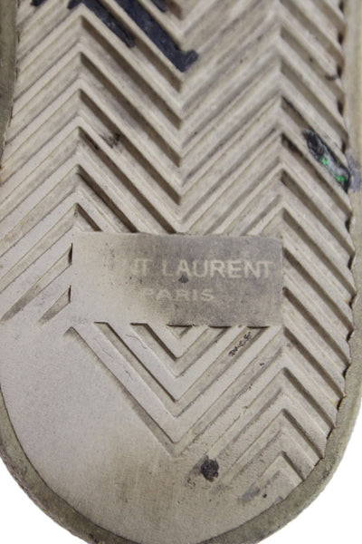 Saint Laurent Womens Lace Up Glitter Star Low Top Sneakers White Leather Size 37
