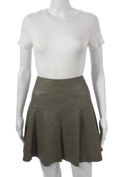 C Lective Womens A-Line Flare Leather Knee Length Skirt Brown Size S