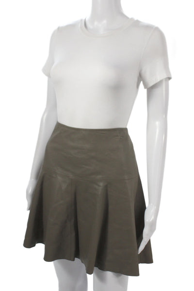 C Lective Womens A-Line Flare Leather Knee Length Skirt Brown Size S