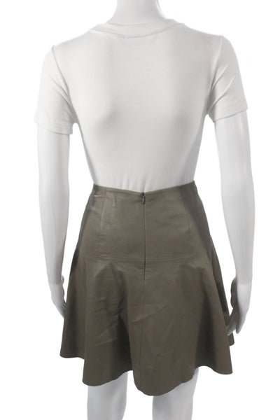 C Lective Womens A-Line Flare Leather Knee Length Skirt Brown Size S