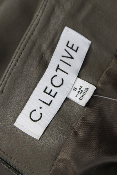 C Lective Womens A-Line Flare Leather Knee Length Skirt Brown Size S