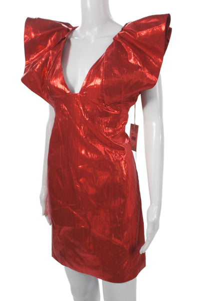 Hyacinth House Women Mini Dress Red 80s Short Zip 100% Polyester Size M