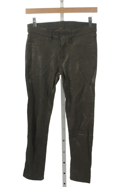 Rag & Bone Jean Womens Ankle Lamb Leather Pants Army Green Size 25