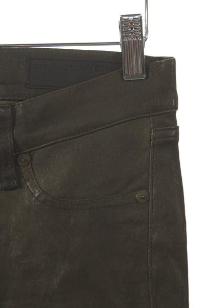 Rag & Bone Jean Womens Ankle Lamb Leather Pants Army Green Size 25