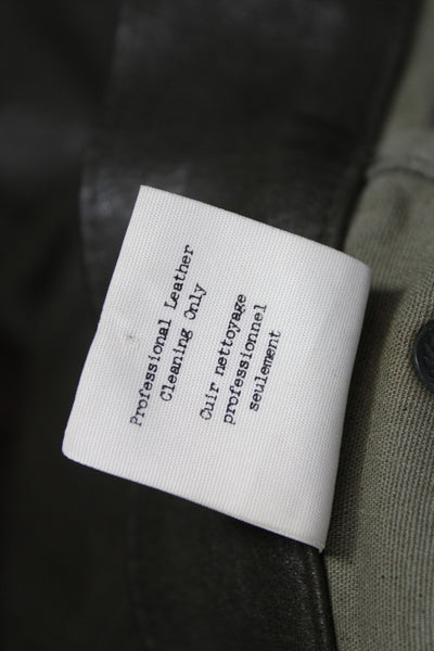 Rag & Bone Jean Womens Ankle Lamb Leather Pants Army Green Size 25