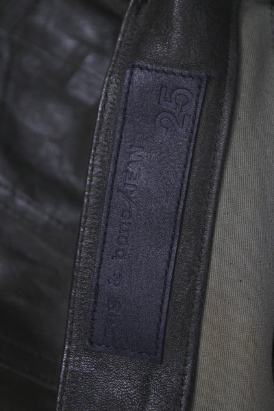 Rag & Bone Jean Womens Ankle Lamb Leather Pants Army Green Size 25