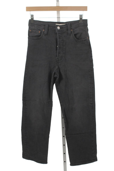 Levis Mens 90s Black High Rise Straight Jeans Denim 27 Inseam Size 26