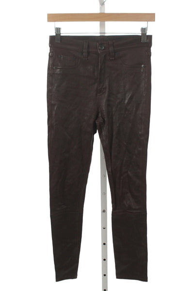 Rag & Bone Jean Women Brown Lamb Leather Jegging Biker Size 25