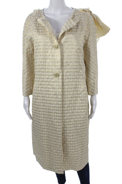Rag & Bone Womens Beige Denim Brocade Coat Button 3/4 Sleeve Size 26
