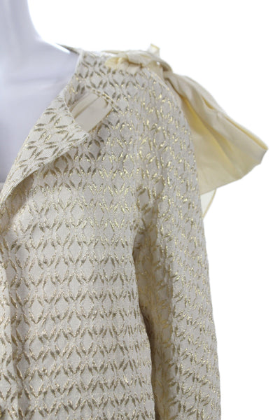 Rag & Bone Womens Beige Denim Brocade Coat Button 3/4 Sleeve Size 26