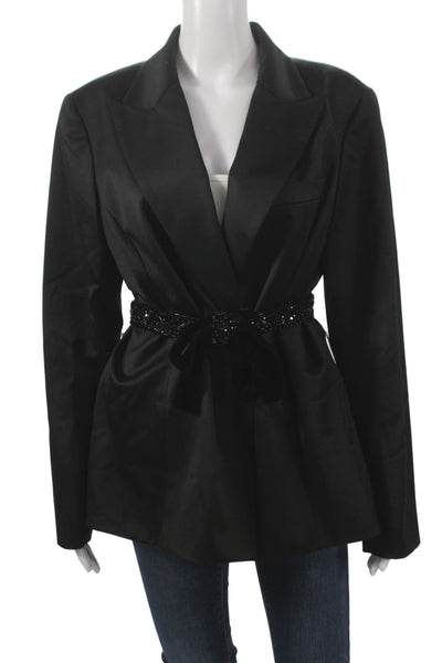 Lafayette 148 New York Women Black Wool Blazer Button Long Sleeve Size M