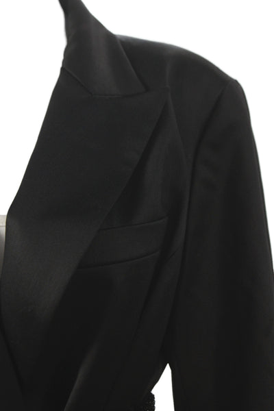 Lafayette 148 New York Women Black Wool Blazer Button Long Sleeve Size M