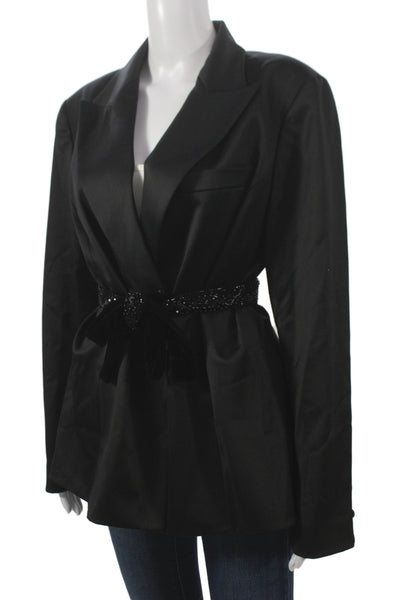 Lafayette 148 New York Women Black Wool Blazer Button Long Sleeve Size M