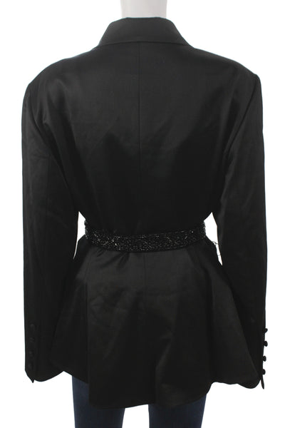 Lafayette 148 New York Women Black Wool Blazer Button Long Sleeve Size M