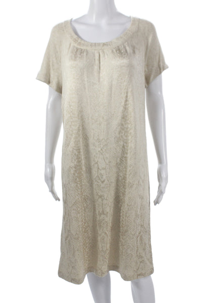 St. John Collection Women Beige Shift Dress Polyester Nylon Size 12