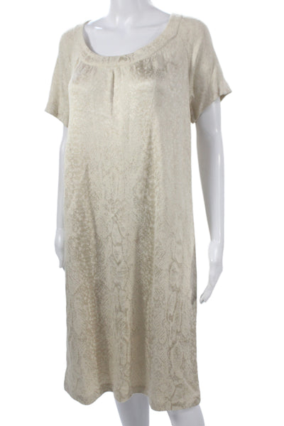 St. John Collection Women Beige Shift Dress Polyester Nylon Size 12