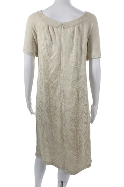 St. John Collection Women Beige Shift Dress Polyester Nylon Size 12
