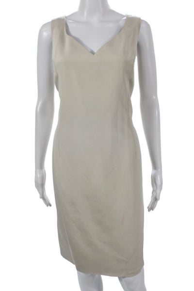 Rickie Freeman Womens Beige V-Neck Sleeveless Knee Length Dress Size 12