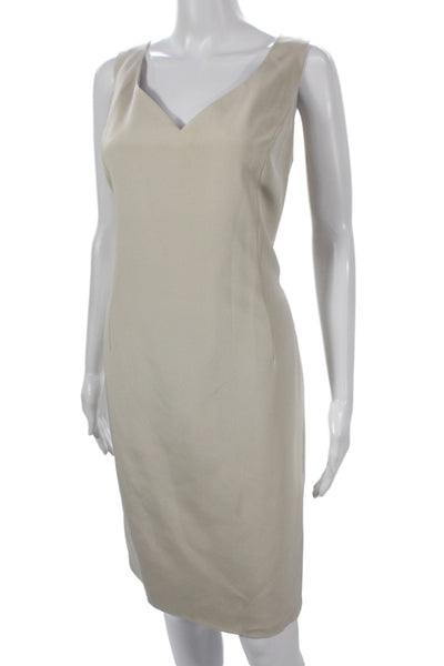 Rickie Freeman Womens Beige V-Neck Sleeveless Knee Length Dress Size 12