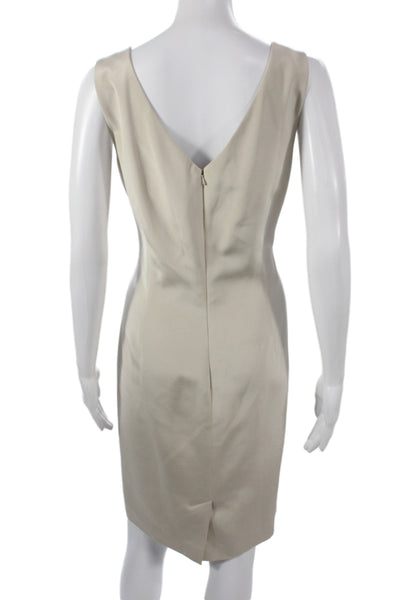 Rickie Freeman Womens Beige V-Neck Sleeveless Knee Length Dress Size 12