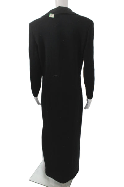St John Evening Marie Gray Womens Jacket Dress Black Knit Long Sleeve Size 12