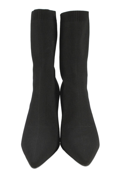 Torgeis New York Womens Gold Tone Block Heels Knit Boots Shoes Black Size 11
