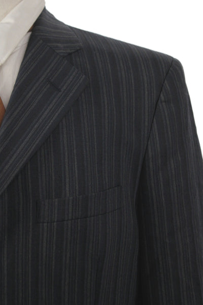 Wilke Rodriguez Mens Dark Gray Wool Striped Classic Suit Jacket Size 42