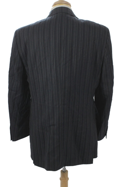 Wilke Rodriguez Mens Dark Gray Wool Striped Classic Suit Jacket Size 42