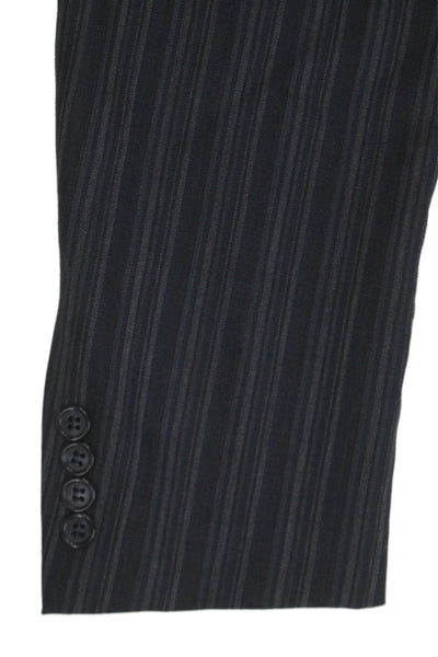 Wilke Rodriguez Mens Dark Gray Wool Striped Classic Suit Jacket Size 42