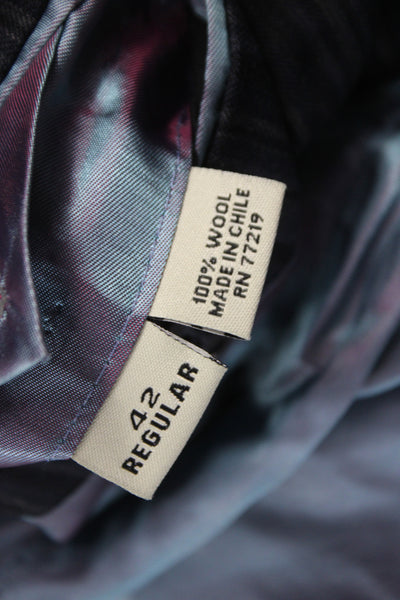 Wilke Rodriguez Mens Dark Gray Wool Striped Classic Suit Jacket Size 42