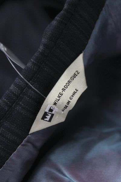 Wilke Rodriguez Mens Dark Gray Wool Striped Classic Suit Jacket Size 42