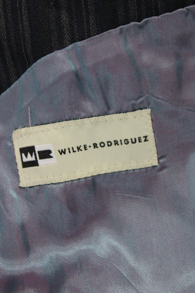 Wilke Rodriguez Mens Dark Gray Wool Striped Classic Suit Jacket Size 42