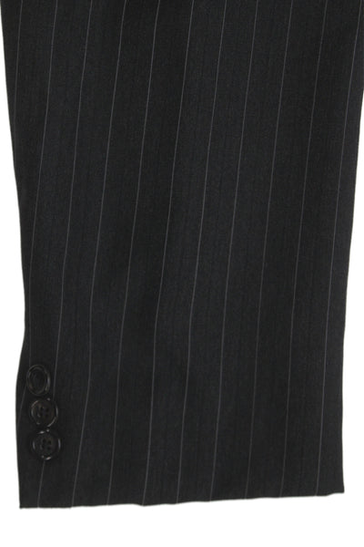 Hickey Freeman Mens Dark Gray Striped Wool Suit Jacket Button Collared Size 42