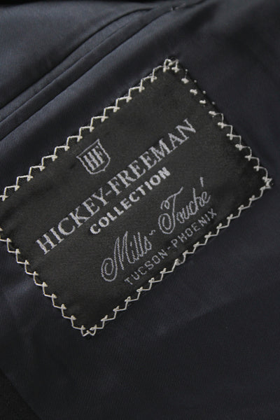 Hickey Freeman Mens Dark Gray Striped Wool Suit Jacket Button Collared Size 42