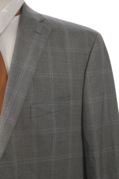 Michael Kors Mens Suit Jacket Gray Plaid Button Collared Size 48