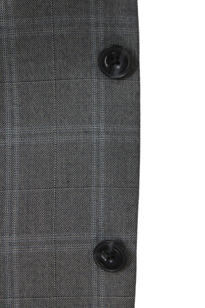 Michael Kors Mens Suit Jacket Gray Plaid Button Collared Size 48