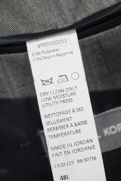 Michael Kors Mens Suit Jacket Gray Plaid Button Collared Size 48