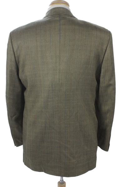 Pronto Uomo Mens Green Herringbone Wool Suit Jacket Button Size 40