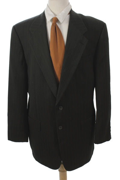 Tallia Uomo Mens Classic Striped Wool Suit Jacket Black Size 40