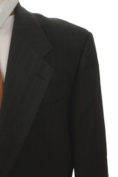 Tallia Uomo Mens Classic Striped Wool Suit Jacket Black Size 40