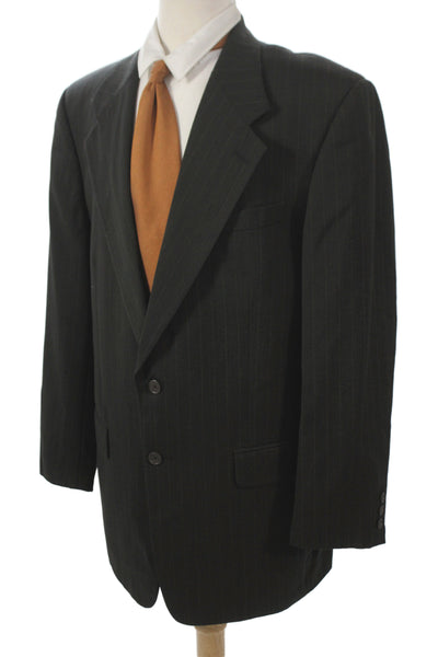 Tallia Uomo Mens Classic Striped Wool Suit Jacket Black Size 40