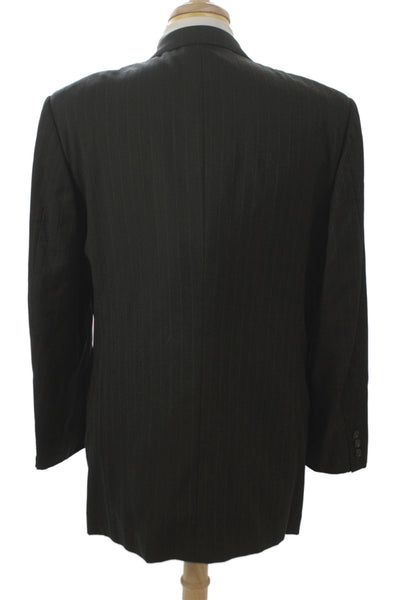 Tallia Uomo Mens Classic Striped Wool Suit Jacket Black Size 40