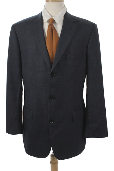 Boss Hugo Boss Men Dark Blue Classic Suit Jacket Button Rayon Blend Size 42