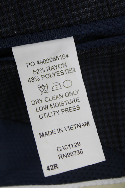 Michael Michael Kors Men Dark Blue Check Suit Jacket Button Size 42