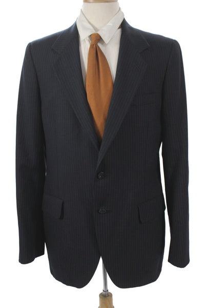 Kuppenheimer Mens Dark Blue Wool Striped 2-Piece Suit Jacket Size 40